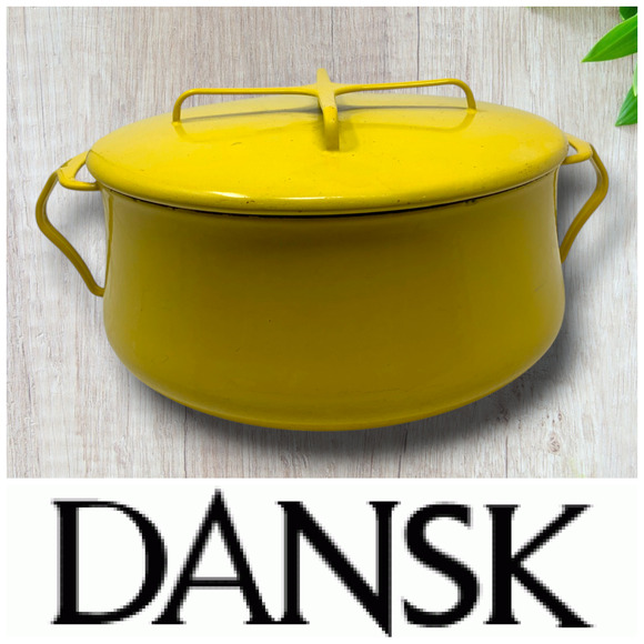 Vtg Dansk Designs Kobenstyle IHQ Quistgaard Yellow Enamelware 6 Qt Dutch Oven - Picture 1 of 15